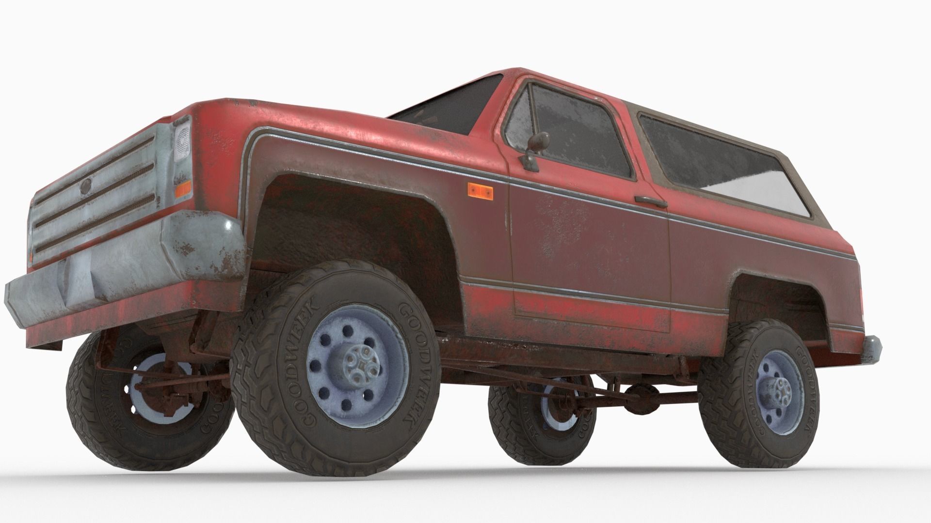Low poly SUV pick up Low-poly 3D model_4