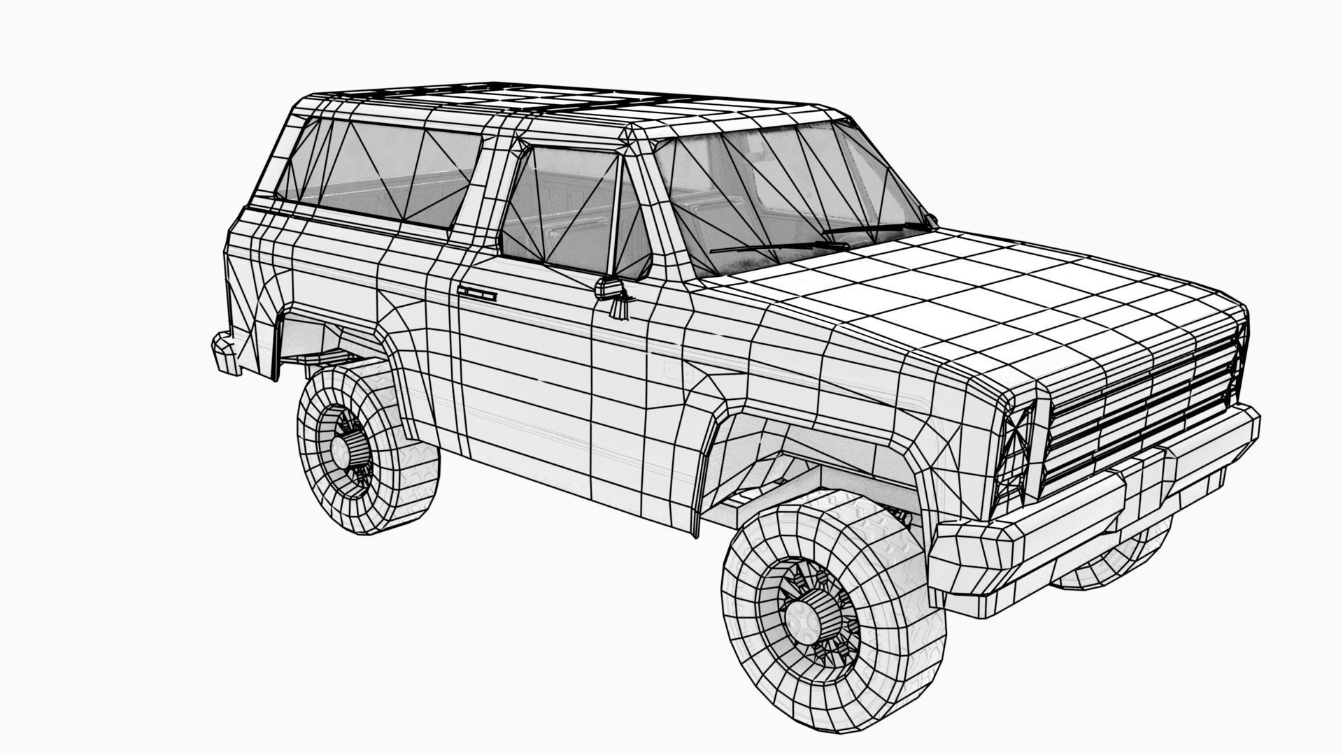 Low poly SUV pick up Low-poly 3D model_8