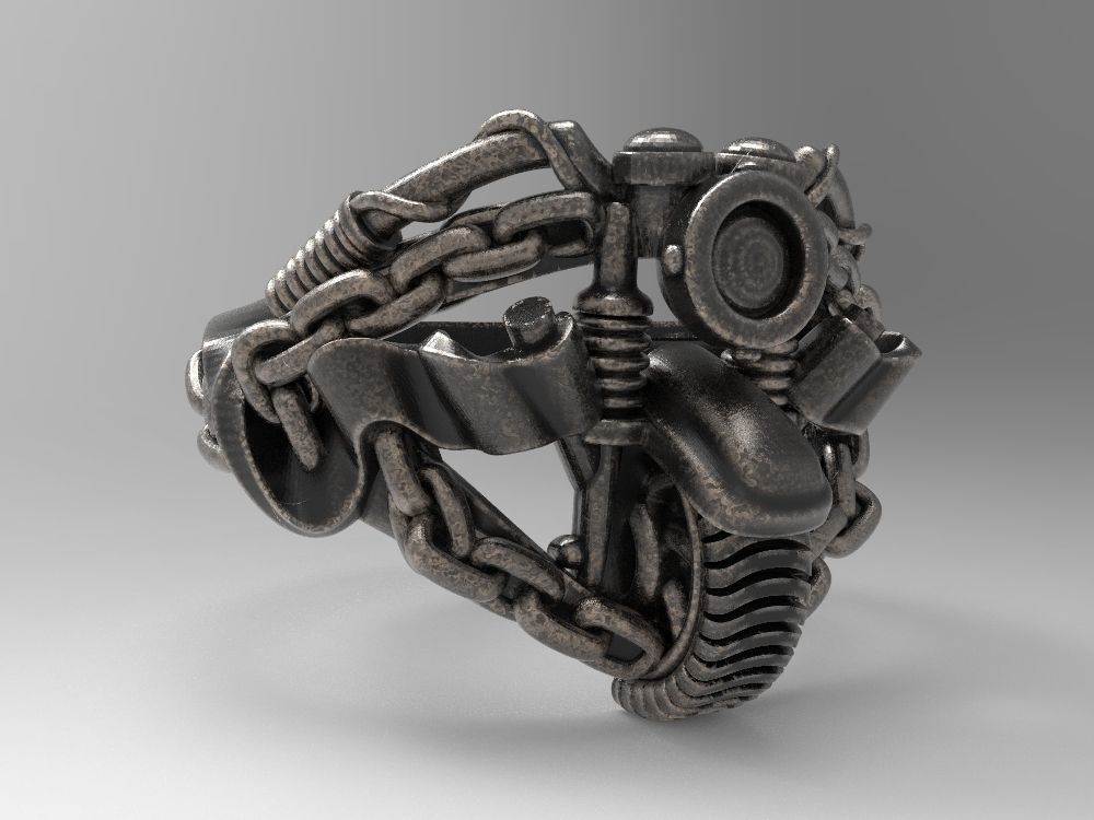 Ring-moto6 ring with gears and bolts 3D print model_1