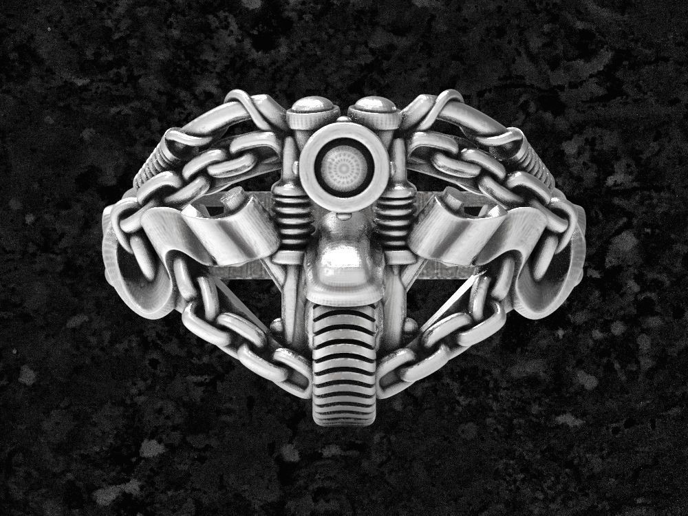 Ring-moto6 ring with gears and bolts 3D print model_2