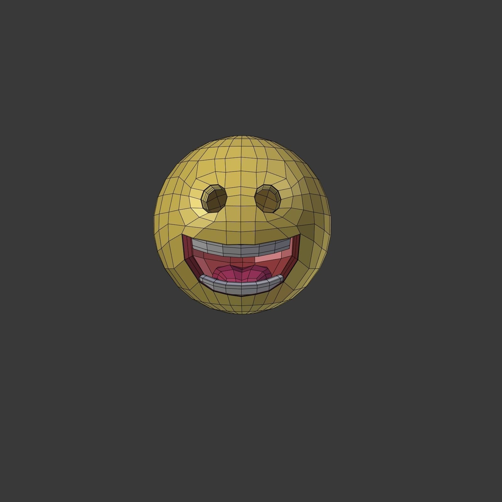 Happy Smiley Low-poly 3D model_2