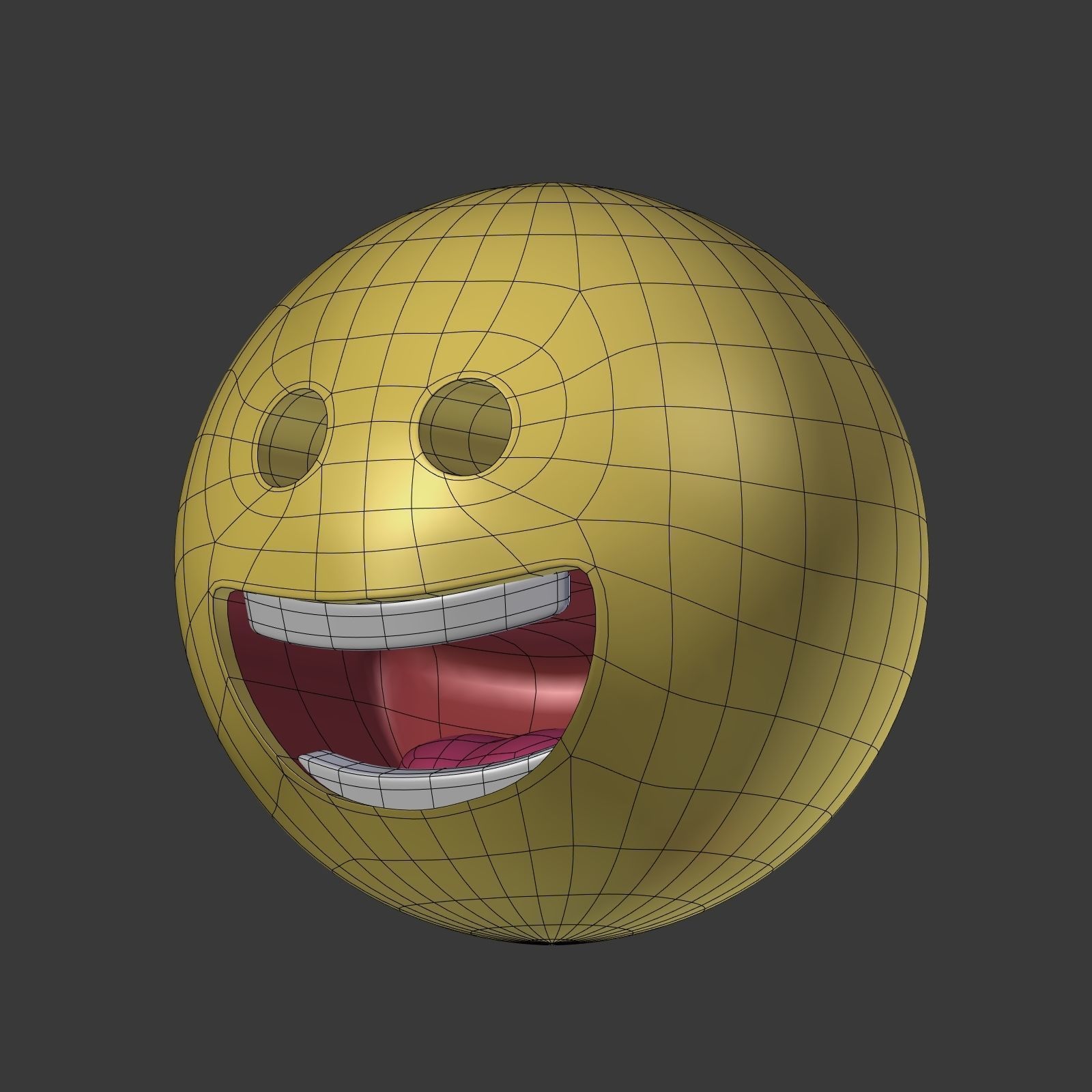 Happy Smiley Low-poly 3D model_6