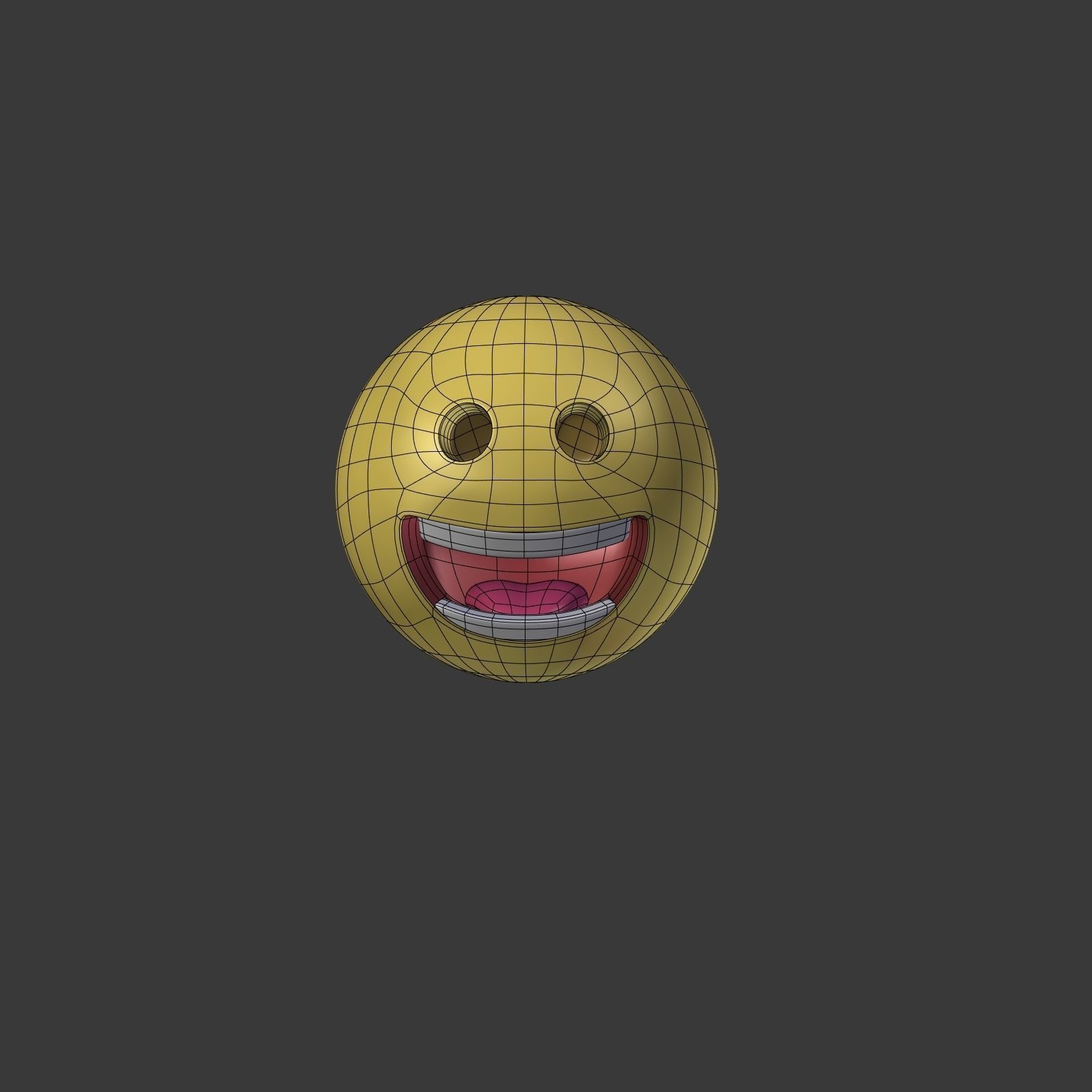 Happy Smiley Low-poly 3D model_3