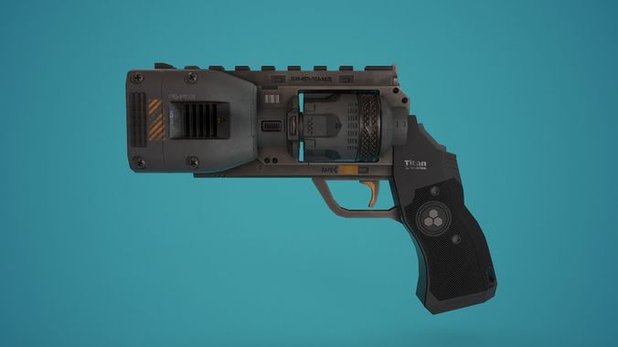 Sci-Fi Plasma Revolver FPS Low-poly 3D model