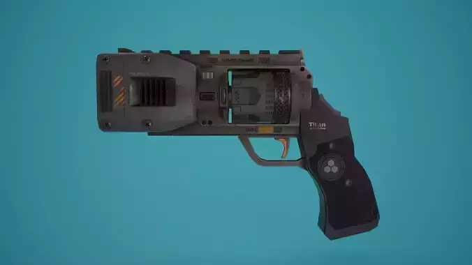 Sci-Fi Plasma Revolver FPS Low-poly 3D model