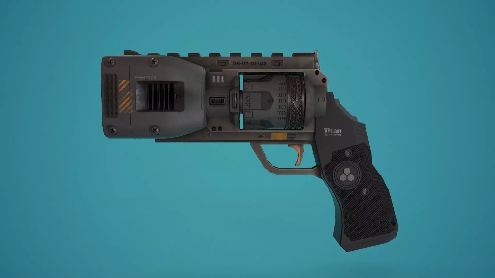 Sci-Fi Plasma Revolver FPS Low-poly 3D model_0