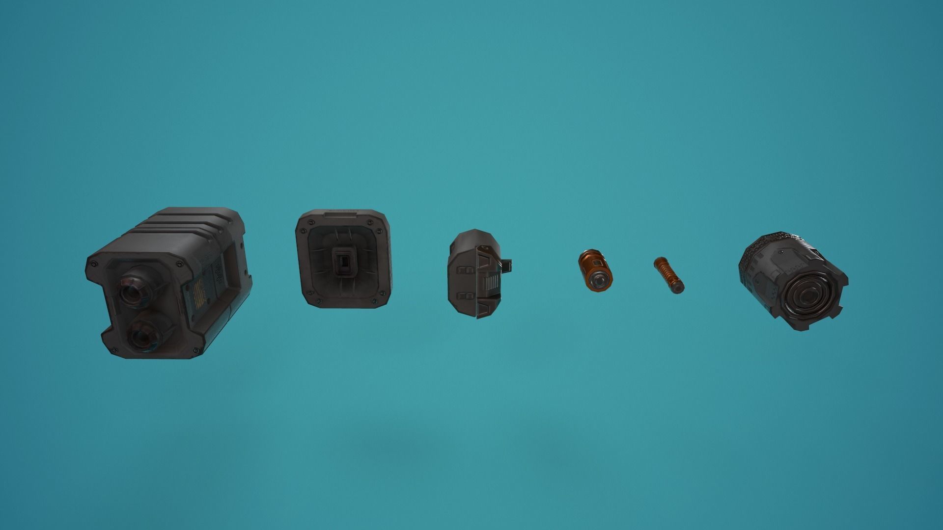 Sci-Fi Plasma Revolver FPS Low-poly 3D model_1