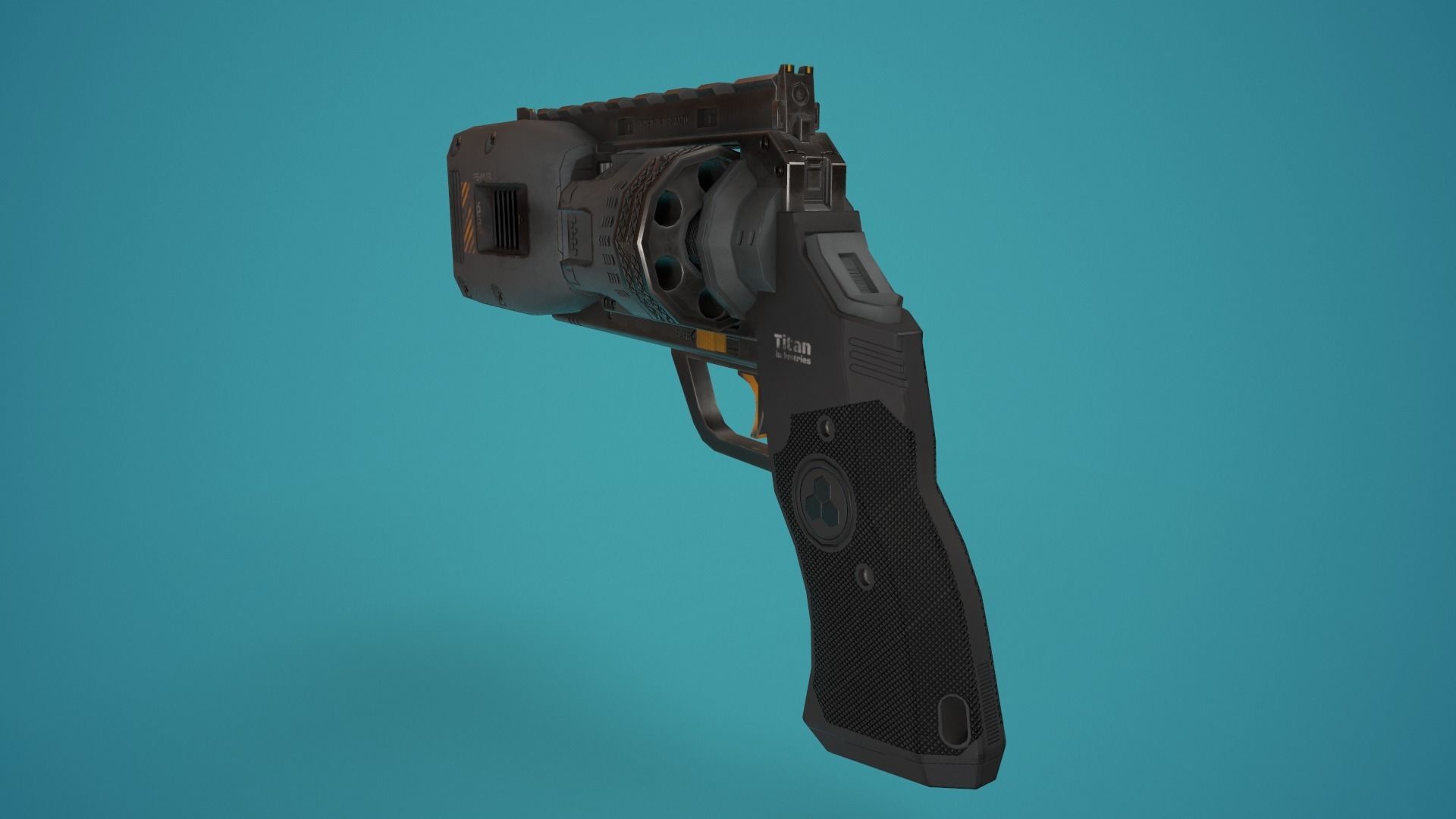 Sci-Fi Plasma Revolver FPS Low-poly 3D model_3
