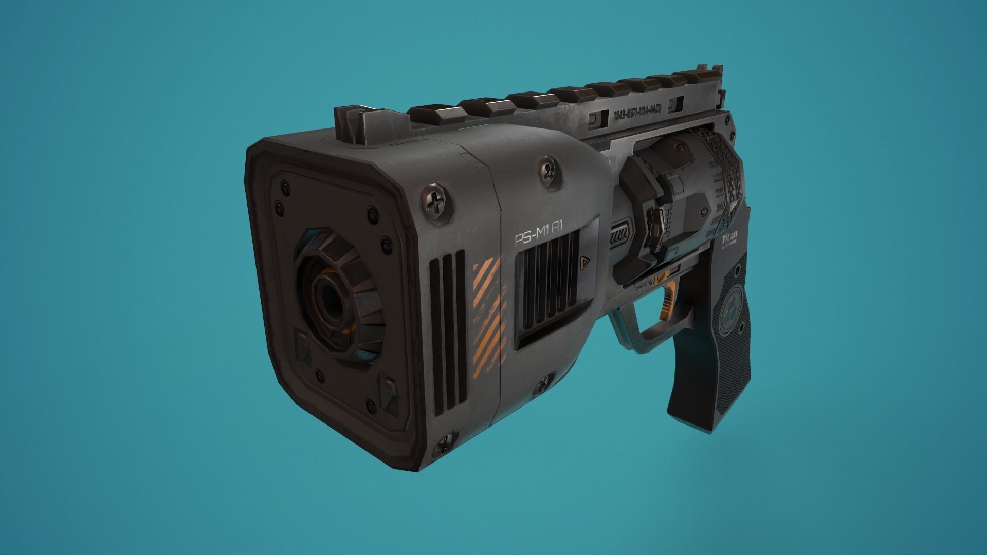 Sci-Fi Plasma Revolver FPS Low-poly 3D model_4