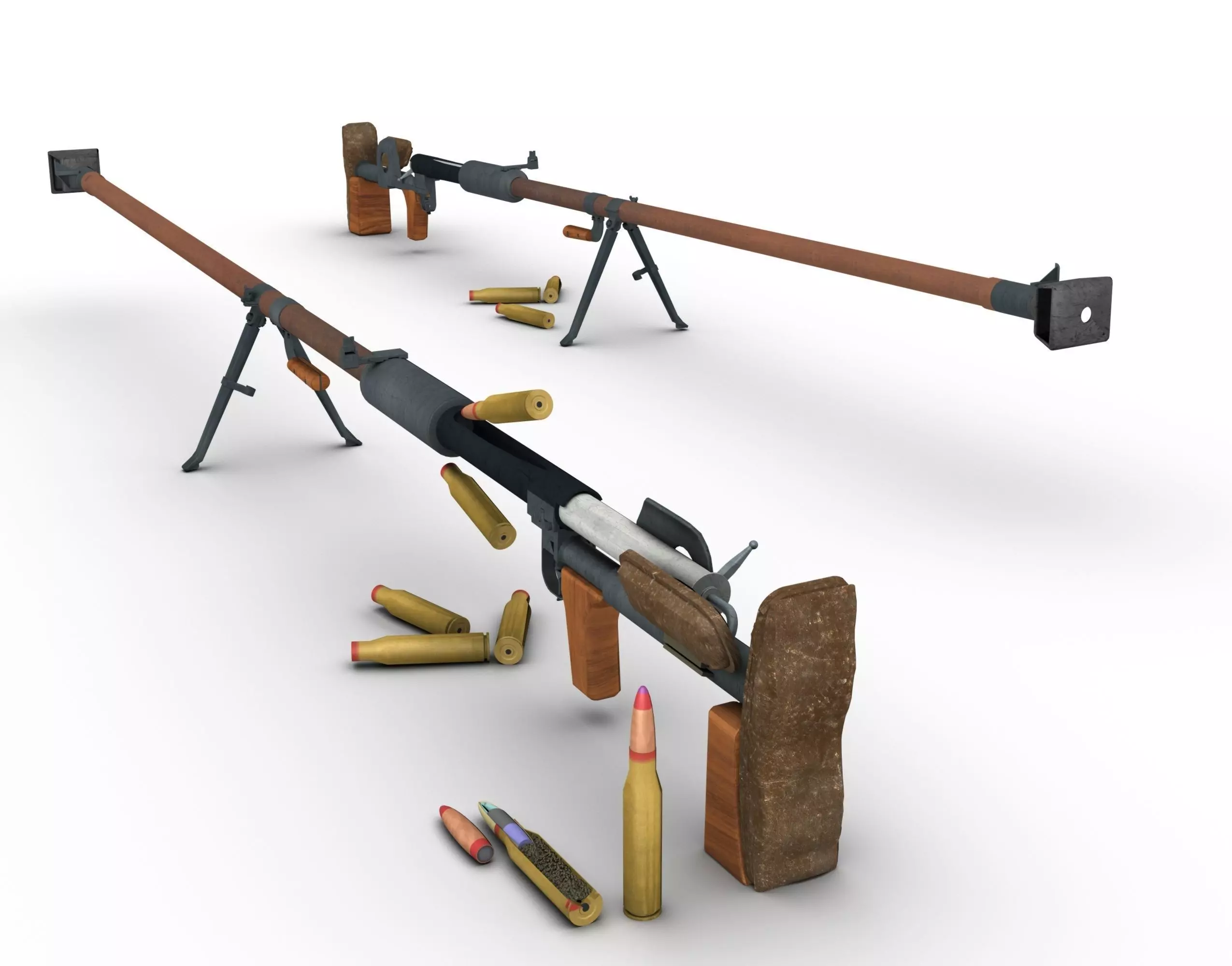 Anti-tank PTRD Rifle Russian 3D model