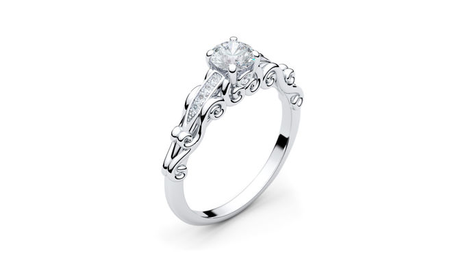Engagement ring with curls 3D print model