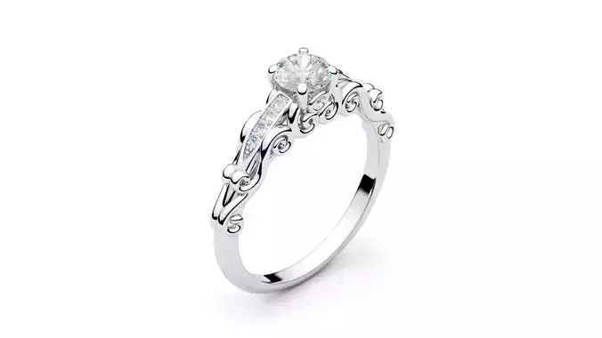 Engagement ring with curls 3D print model