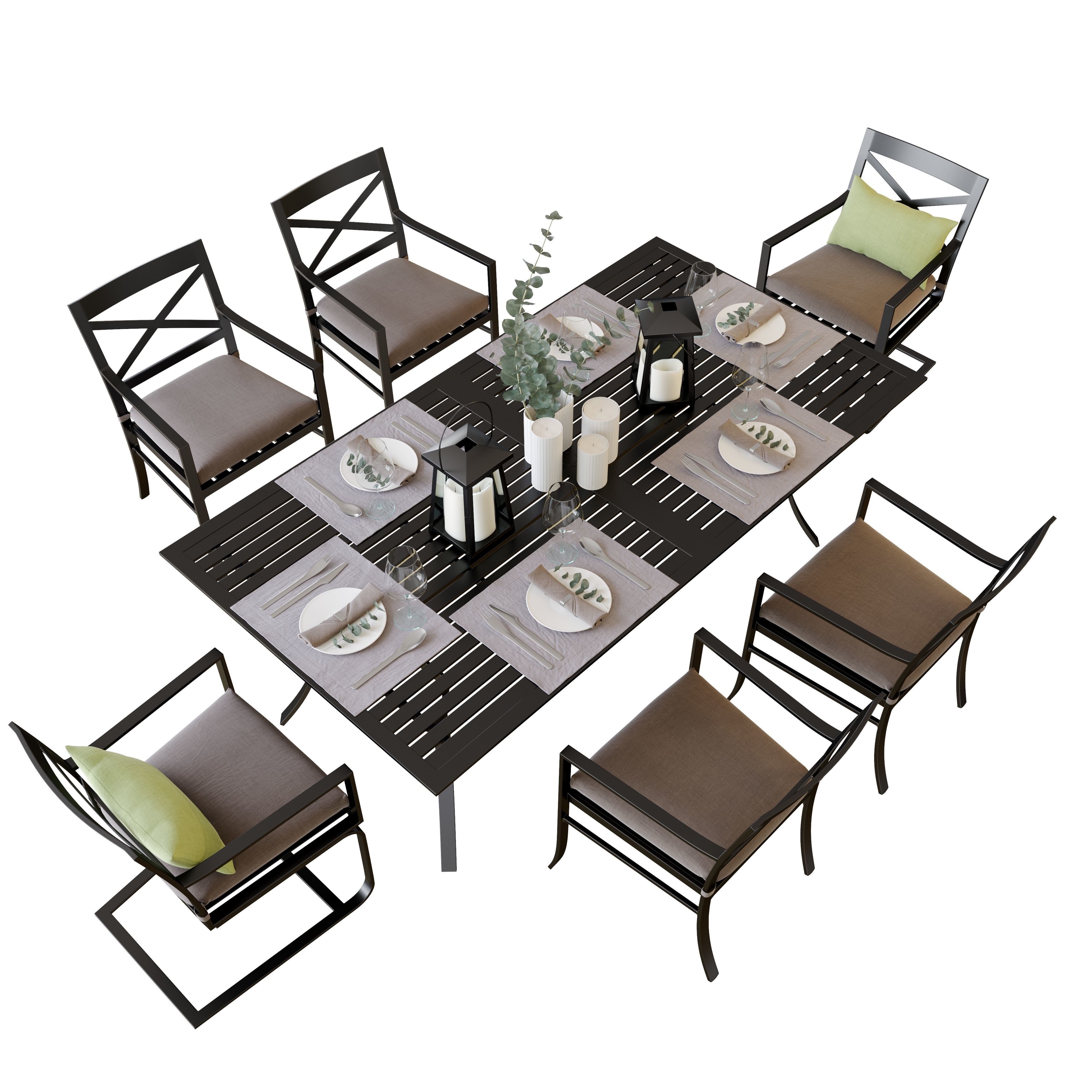 Crate and Barrel Regent Dining Set 3D model_1