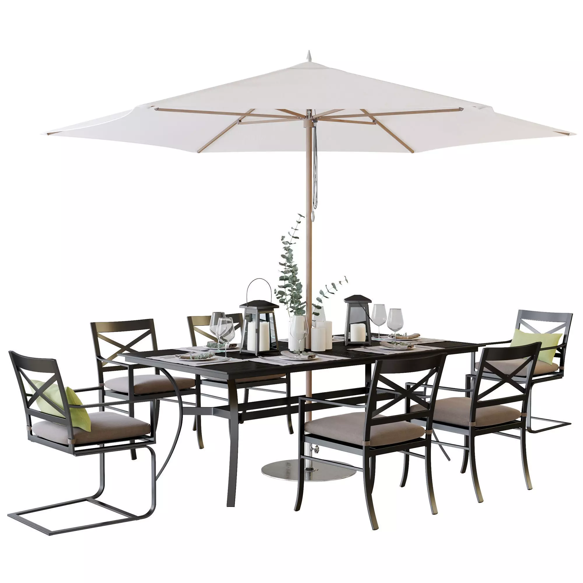 Crate and Barrel Regent Dining Set 3D model_0