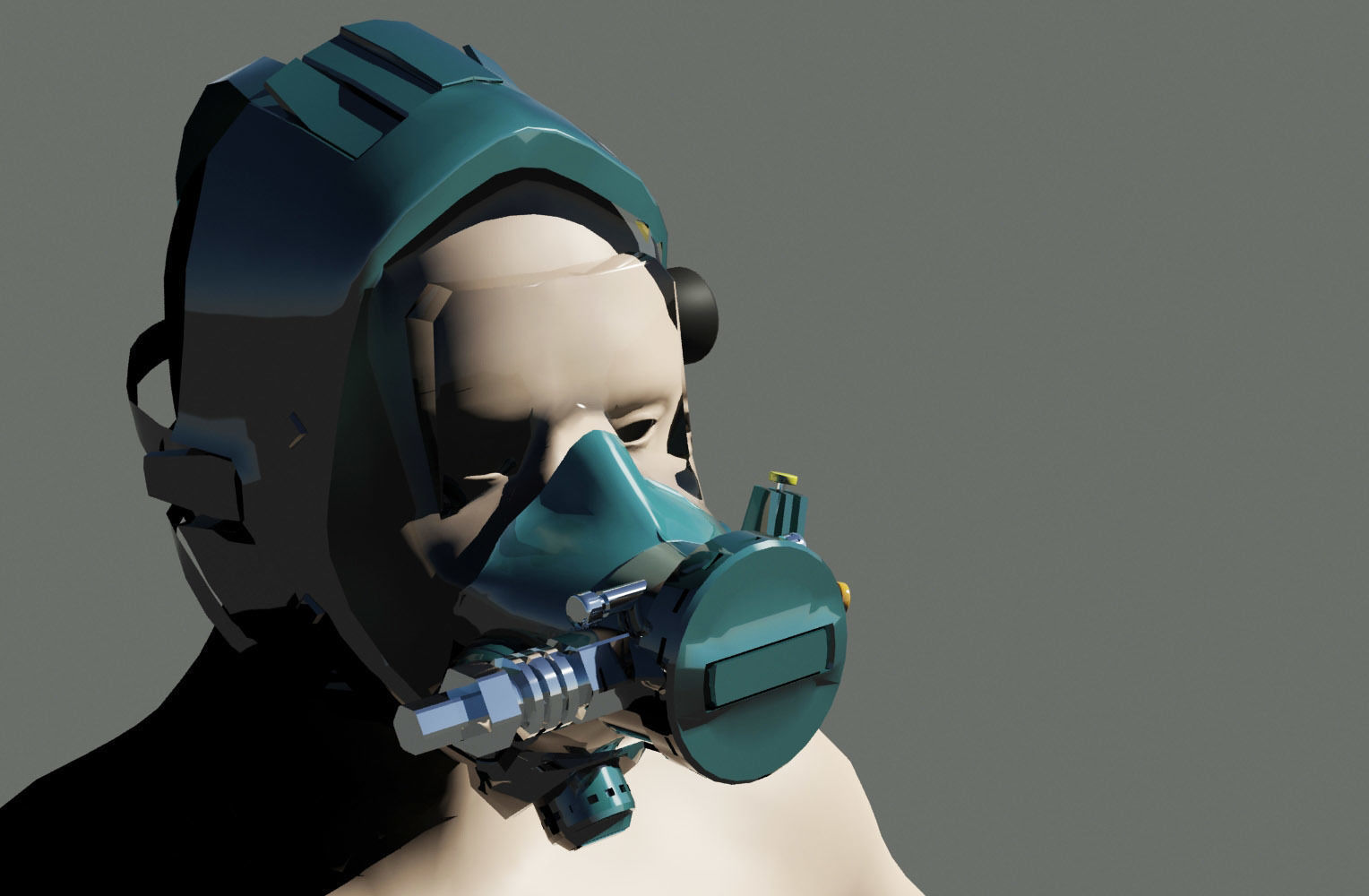 Full face diving mask Low-poly 3D model_10