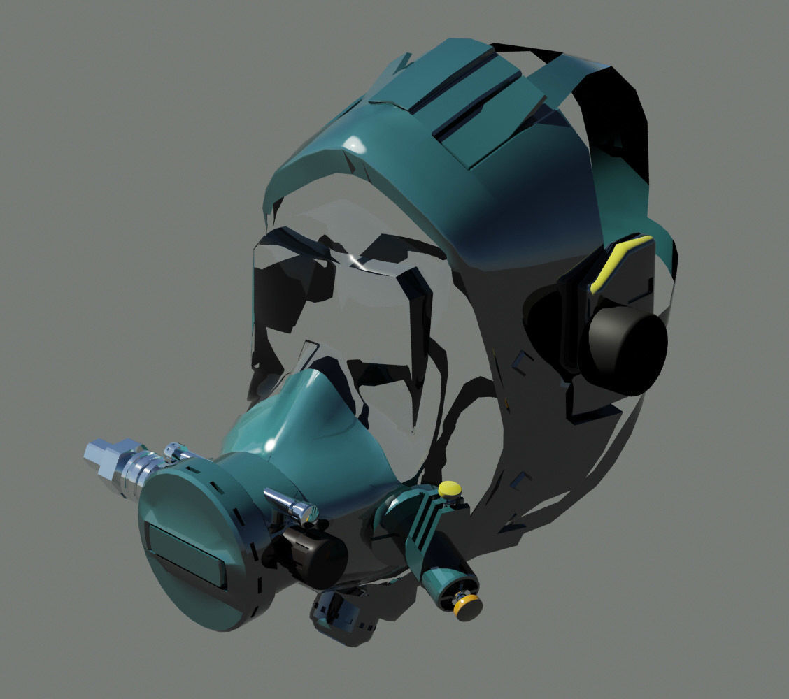 Full face diving mask Low-poly 3D model_1