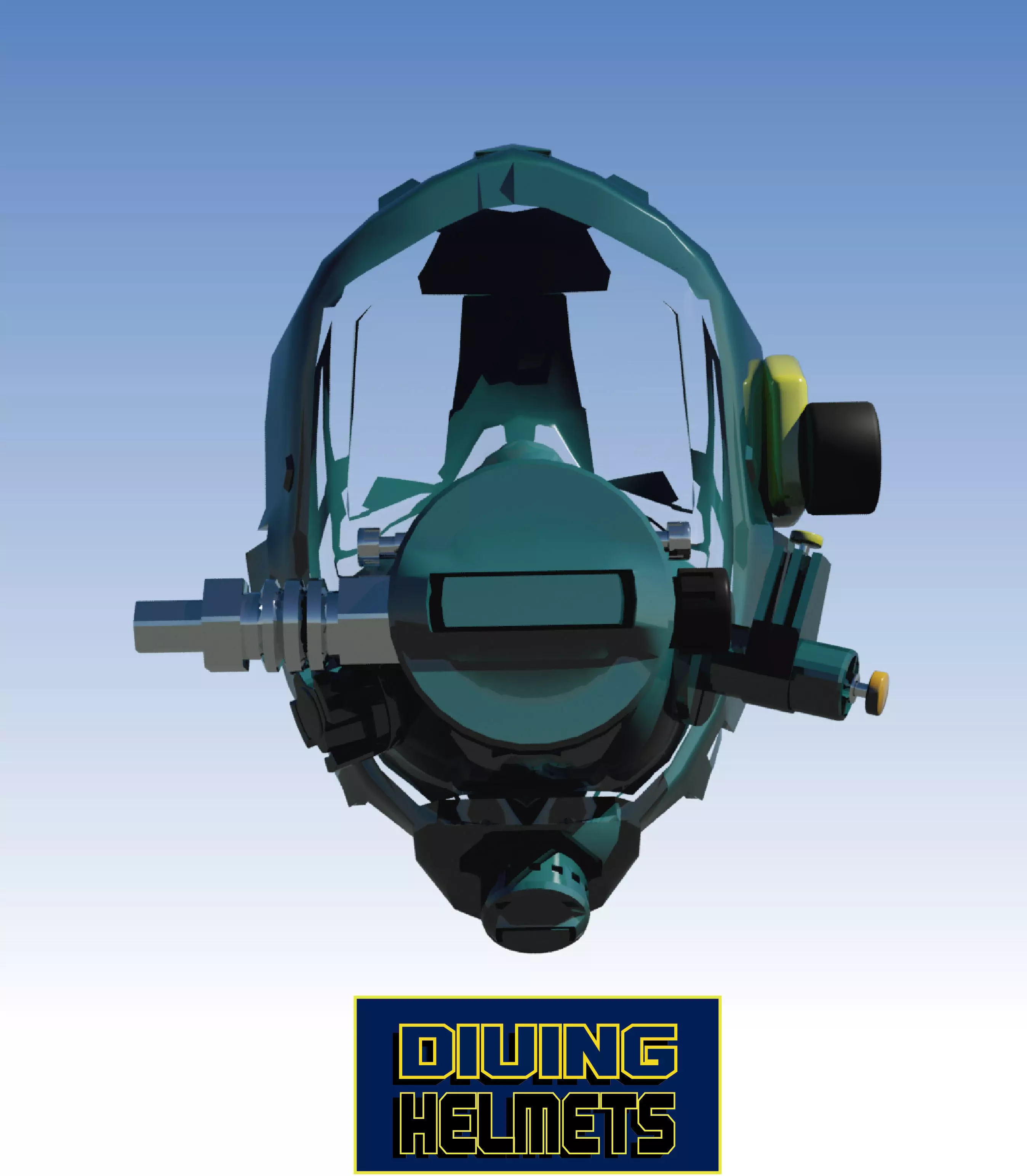 Full face diving mask Low-poly 3D model_0