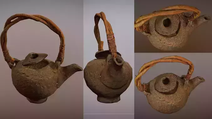 photorealistic japanese style tea pot