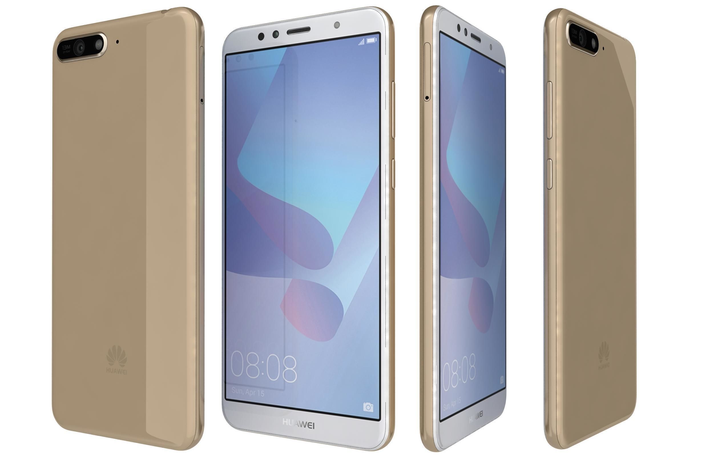 Huawei Y6 2018 Gold 3D model_1