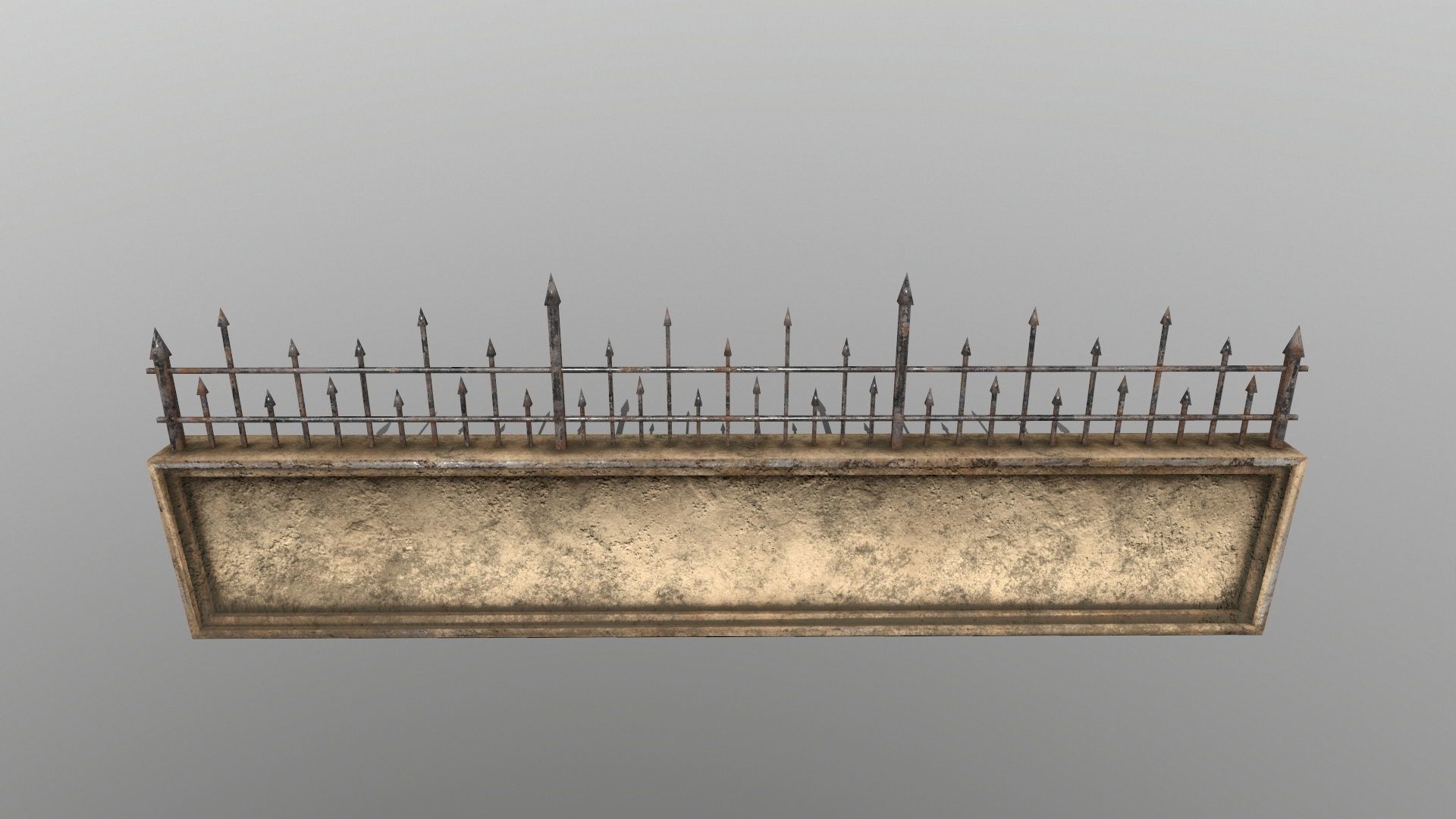 WALL SET stone with iron railings Low-poly 3D model_10