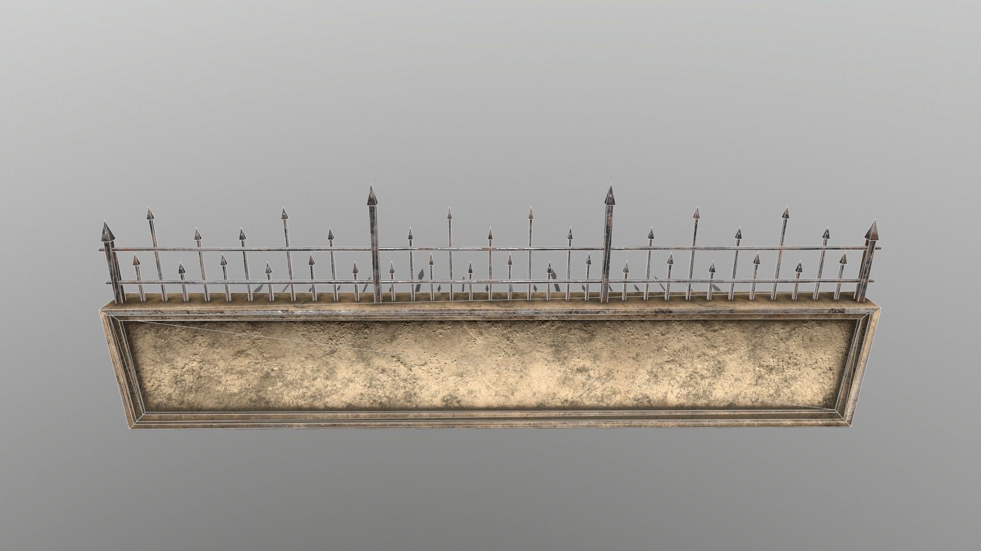 WALL SET stone with iron railings Low-poly 3D model_11