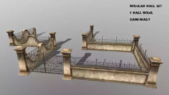 WALL SET stone with iron railings