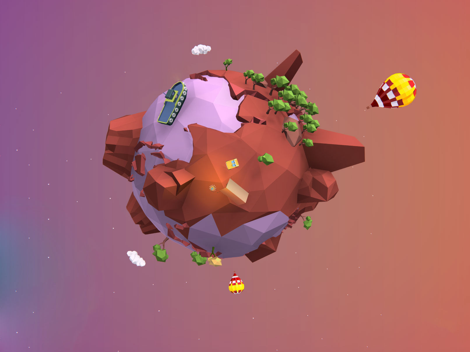 Earth Low Poly globe in middle of background Low-poly 3D model_1