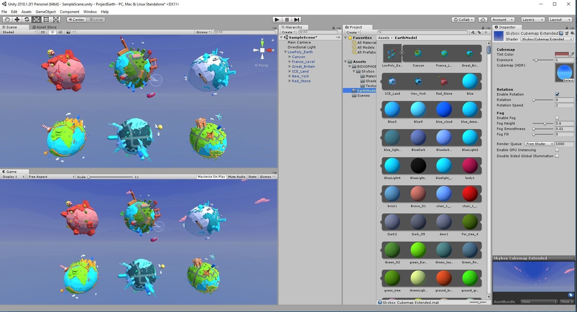 Earth Low Poly globe in middle of background Low-poly 3D model_5