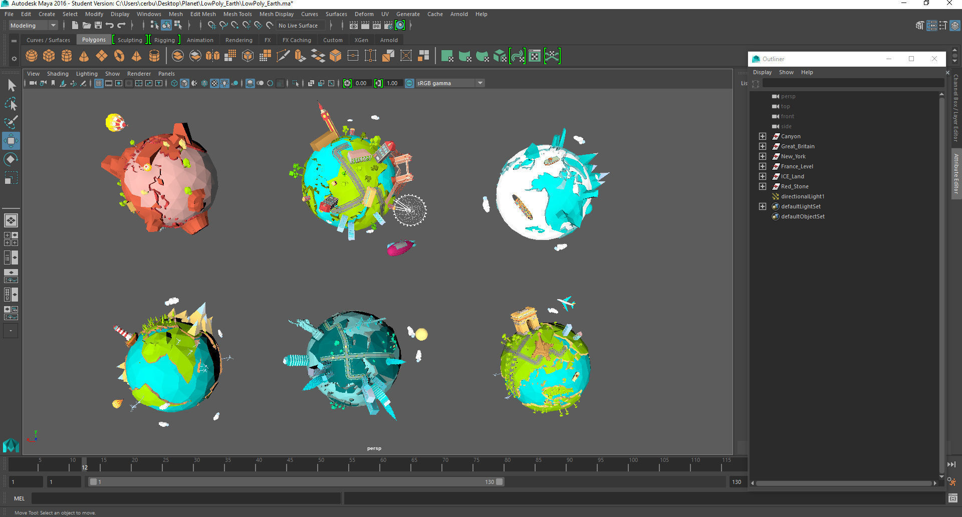 Earth Low Poly globe in middle of background Low-poly 3D model_4