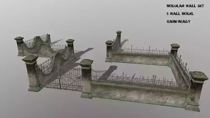 wall set two wrought iron gates