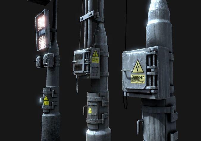 Simple street assets Low-poly 3D model