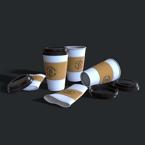Paper coffe cup Low-poly 3D model 3
