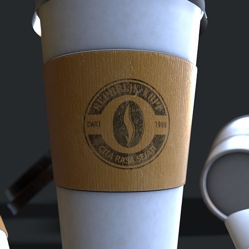 Paper coffe cup Low-poly 3D model 7