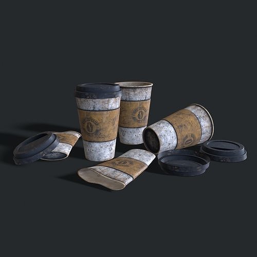 Paper coffe cup Low-poly 3D model 2