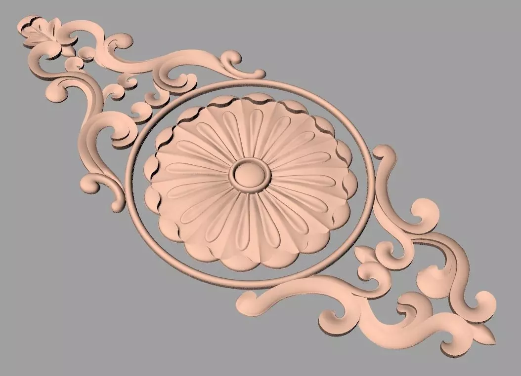 Door design 3D relief model STL format file for CNC carving E693 3D model_0