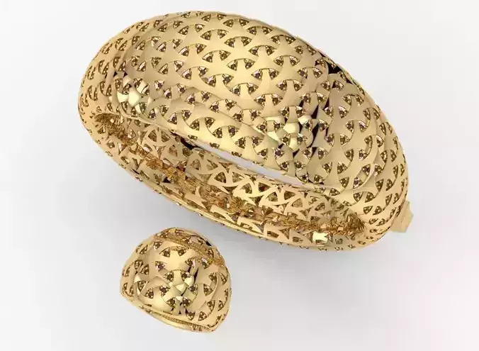 jewellery 3 d gold - plated bangle and ring