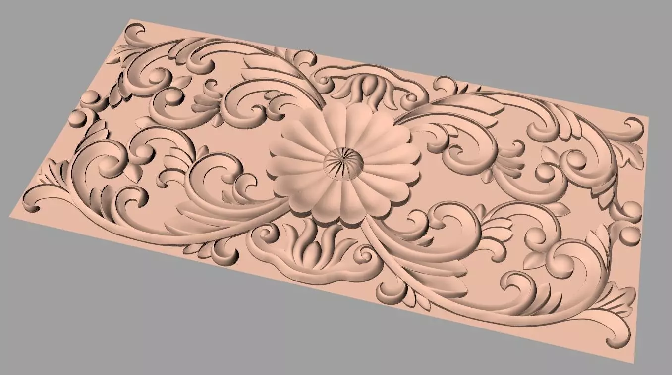 Door design 3D relief model STL format file for CNC carving E662 3D model_0