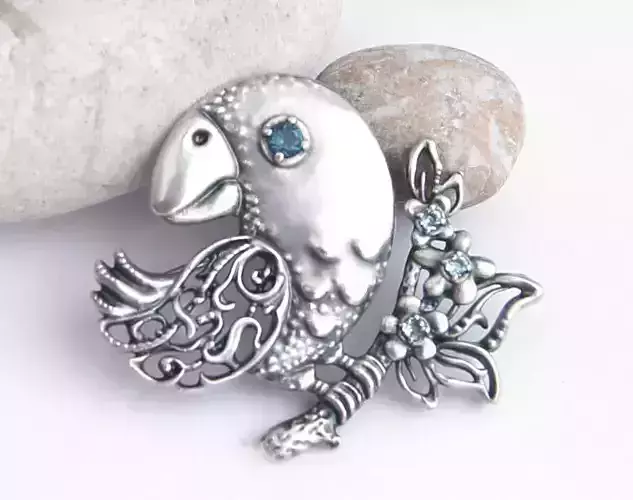 Bird brooch printable jewelry model