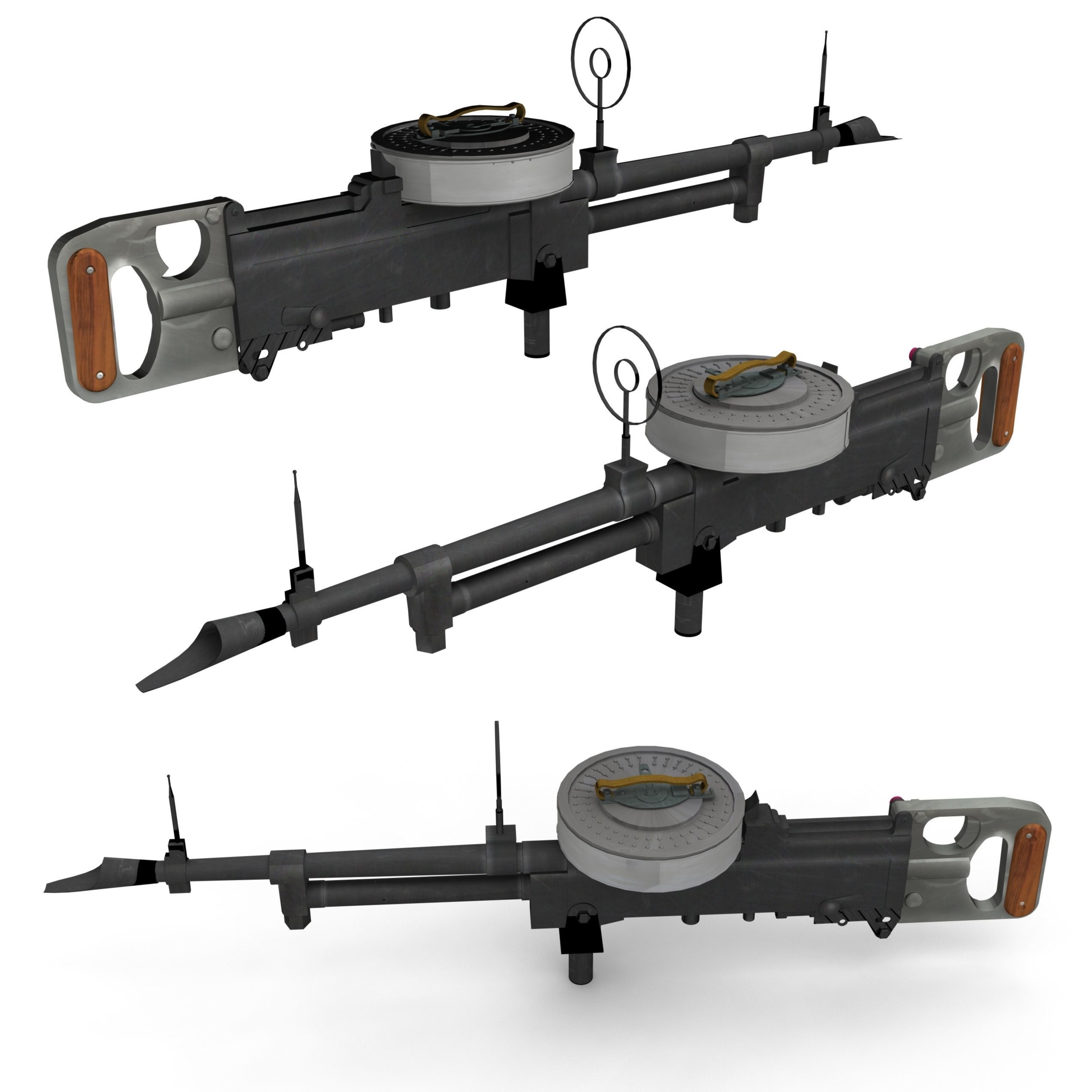 Vicker K Machine Gun 3D model_1