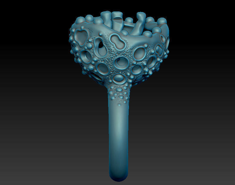 Ring with a round stone printable jewelry model 3D print model_2