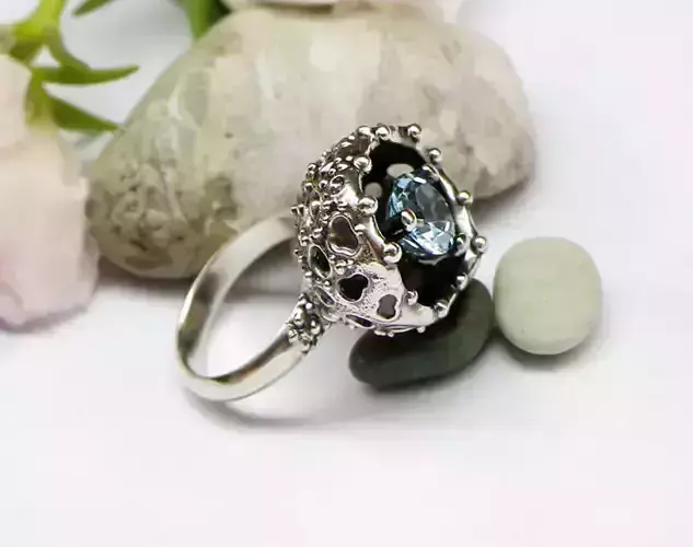Ring with a round stone printable jewelry model 3D print model
