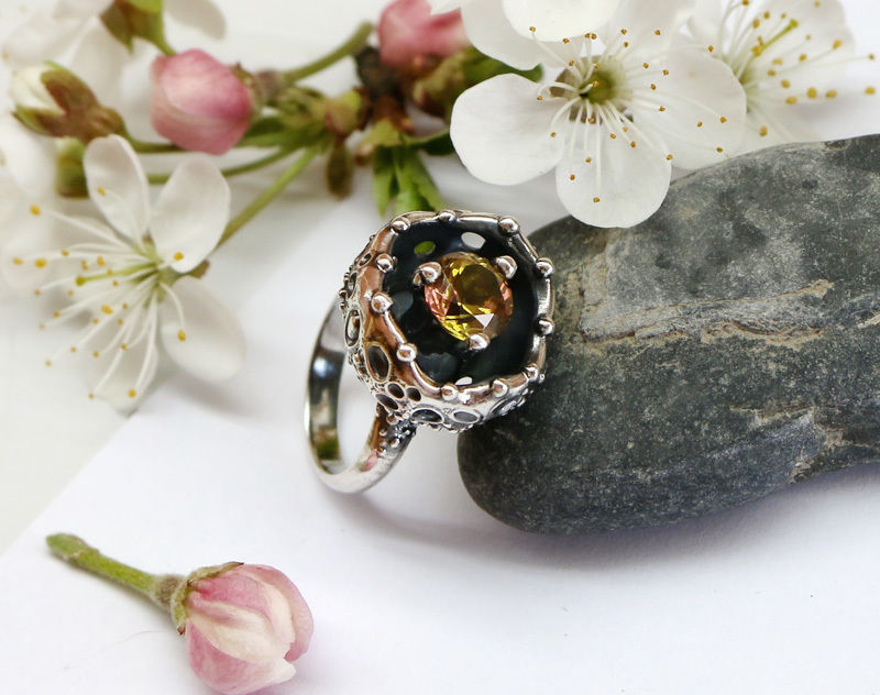 Ring with a round stone printable jewelry model 3D print model_8