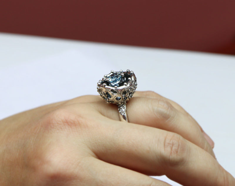 Ring with a round stone printable jewelry model 3D print model_7