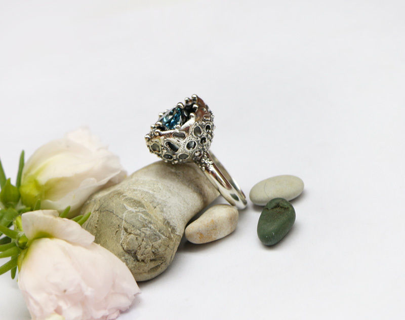 Ring with a round stone printable jewelry model 3D print model_5