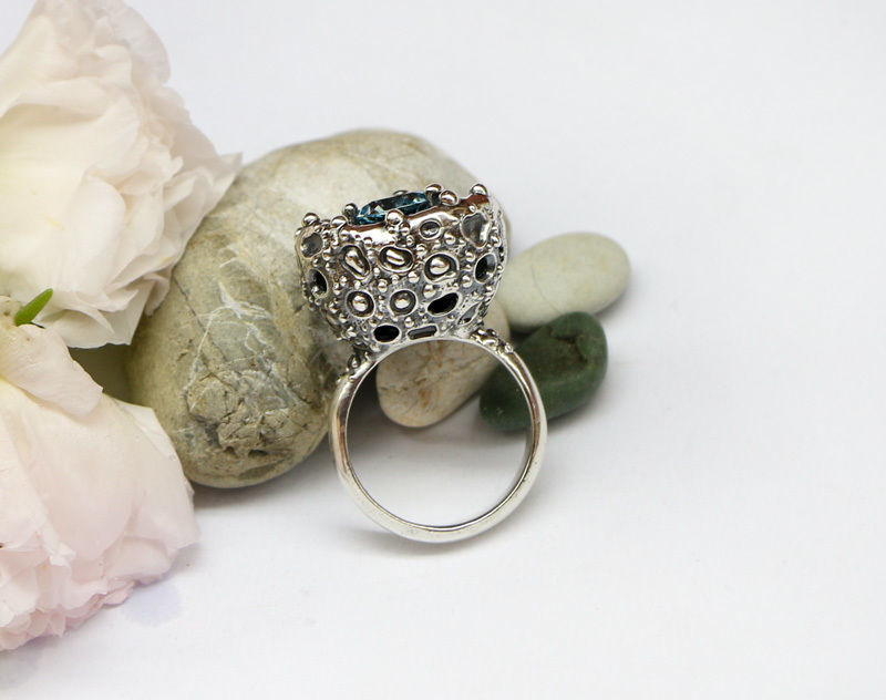 Ring with a round stone printable jewelry model 3D print model_6