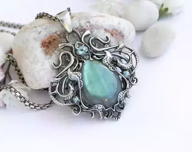 Stone pendant necklace printable jewelry model 3D print model