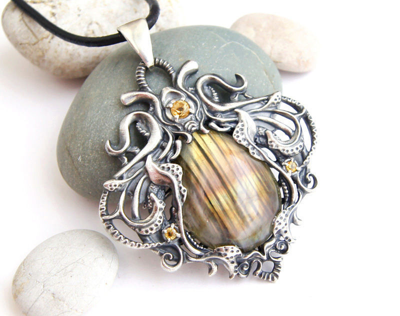 Stone pendant necklace printable jewelry model 3D print model_7