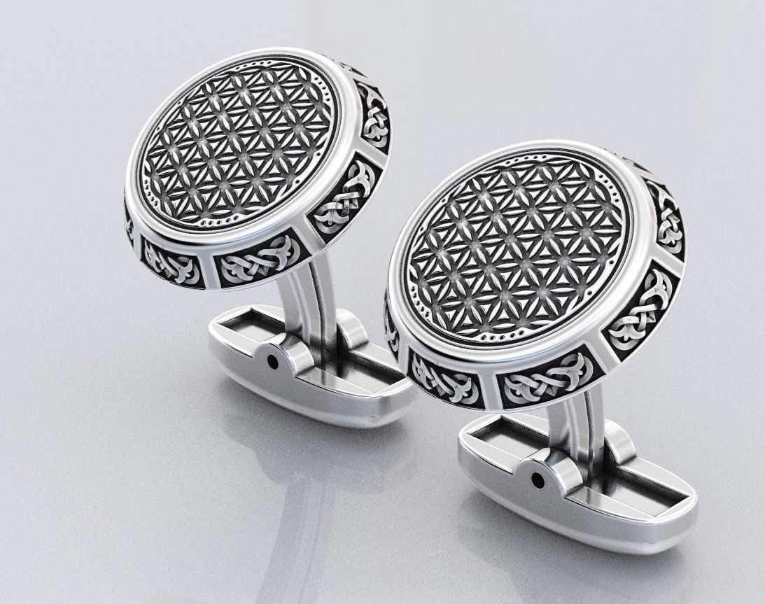 Stylish cufflinks finger 388 3D print model_10