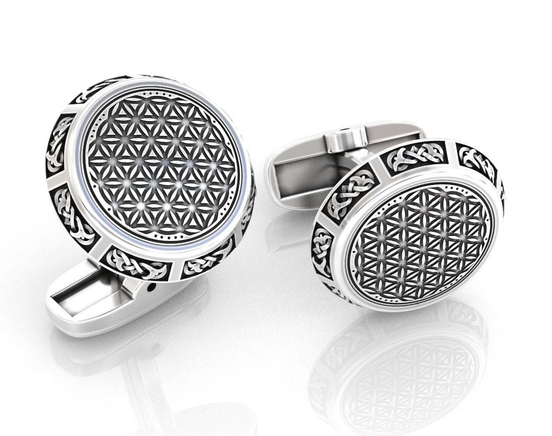 Stylish cufflinks finger 388 3D print model_1