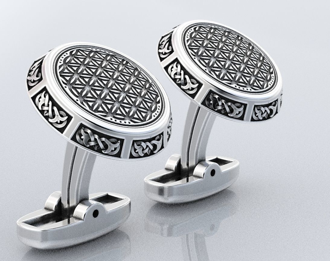 Stylish cufflinks finger 388 3D print model_9